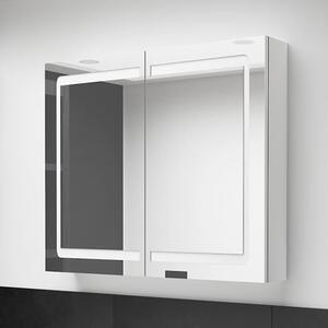 Arvada Bathroom Mirrored Cabinet In Shining White With LED