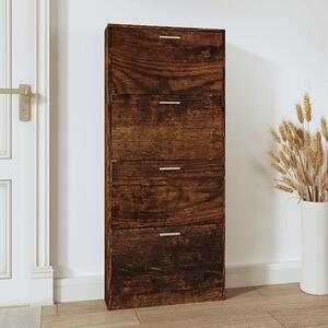 Axton Wooden Shoe Storage Cabinet With 4 Flaps In Smoked Oak