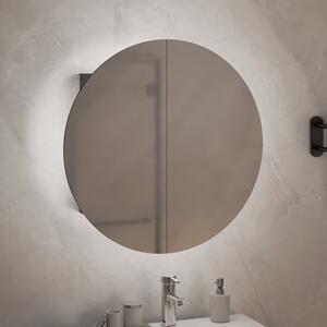 Trail Small Bathroom Mirrored Cabinet In Grey With LED