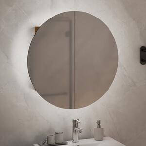 Trail Small Bathroom Mirrored Cabinet In Oak With LED