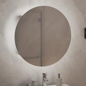 Trail Small Bathroom Mirrored Cabinet In White With LED