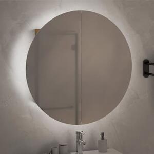 Trail Medium Bathroom Mirrored Cabinet In Oak With LED