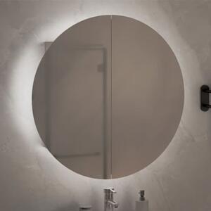 Trail Medium Bathroom Mirrored Cabinet In White With LED
