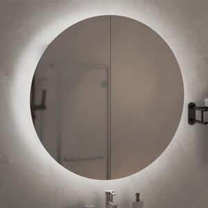Trail Large Bathroom Mirrored Cabinet In Black With LED
