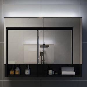 Cranbrook Bathroom Mirrored Cabinet In Black With LED