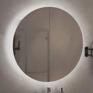 Trail Large Bathroom Mirrored Cabinet In Grey With LED