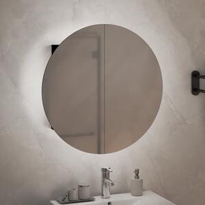 Trail Small Bathroom Mirrored Cabinet In Black With LED
