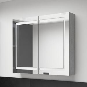 Arvada Bathroom Mirrored Cabinet In Concrete Effect With LED