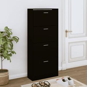 Oban Wooden Shoe Storage Cabinet With 4 Flaps In Black