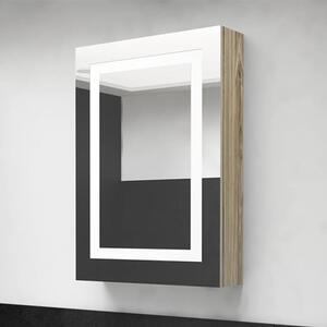 Aliso Bathroom Mirrored Cabinet In Oak With LED