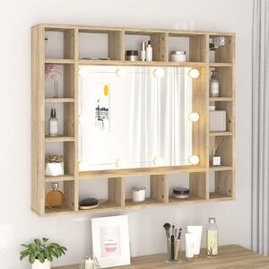 Dublin Wooden Dressing Mirrored Cabinet In Sonoma Oak With LED