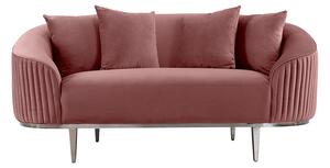 Ella Two Seat Sofa - Blush Pink- Polished chrome base