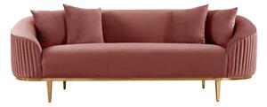 Ella Three Seat Sofa - Blush Pink - Brass Base
