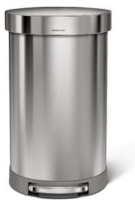 Simplehuman Fingerprint Proof 45 Litre Semi Round Pedal Bin Silver