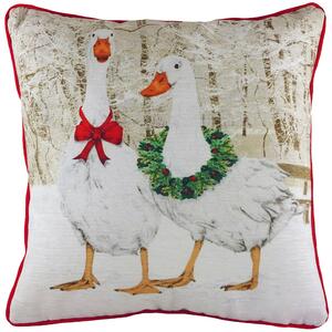 Renee Festive Goose Polyester Cushion | Velvet | Roseland