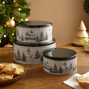 Set of 3 Steel Winter Spruce Cake Tins