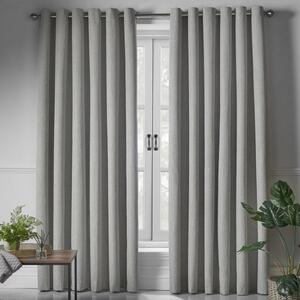 Blackout Linen Look Ready Made Eyelet Curtains Slate