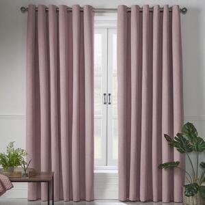 Blackout Linen Look Ready Made Eyelet Curtains Blush