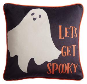 Spooky Ghost Velvet 43cm x 43cm Filled Cushion Grey