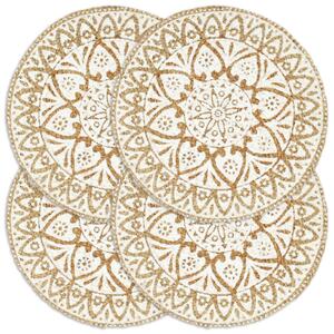 Placemats 4 pcs White 38 cm Round Jute