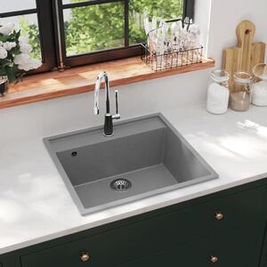 Kitchen Sink with Overflow Hole Grey Granite