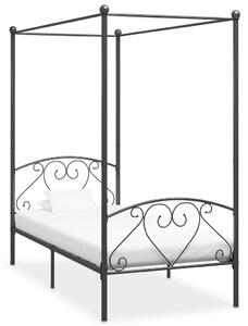 284440 Canopy Bed Frame without Mattress Grey Metal 90x200 cm