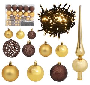 61 Piece Christmas Ball Set with Peak and 150 LEDs Gold&Bronze