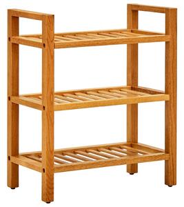 Shoe Rack with 3 Shelves 50x27x60 cm Solid Oak Wood