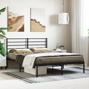 Metal Bed Frame without Mattress with Headboard Black 120x190 cm Small Double