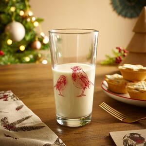 Festive Robin Highball Glass Clear