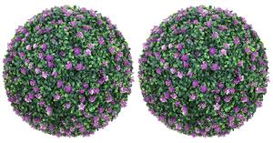 HOMCOM Set of Two Artificial Boxwood Balls Plants - Purple
