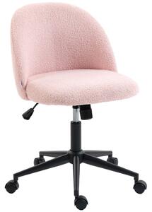 HOMCOM Teddy Fleece Office Chair with Wheels - Light Pink