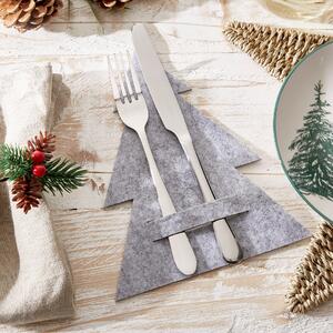 Pack of 4 Felt Tree Cutlery Holders Grey