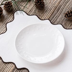 Star Embossed White Stoneware Side Plate White