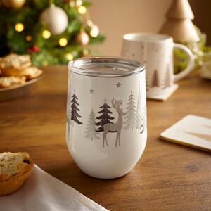 Winter Scene Stainless-Steel Travel Cup White