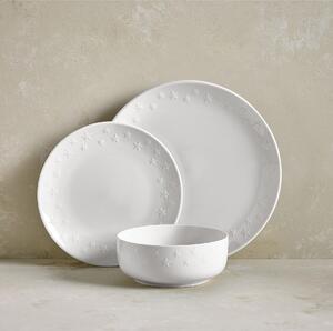 Star Embossed White Stoneware 12 Piece Dinner Set White