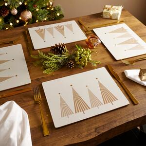 Set of 4 Winter Trees Cork Back Placemats White