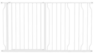 PawHut Dog Gate for Stairs Dog Gate Pet Gate with Openable Metal Frame, for Doorways, Corridors, Staircases, 75-145cm, White Aosom UK