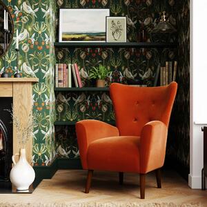 Sven Modern Velvet Wing Chair Rust