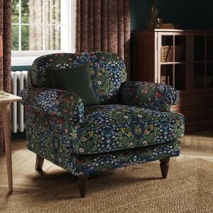 Jolene William Morris Blackthorn Print Velvet Snuggle Chair Blackthorn Dewberry