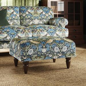 Jolene William Morris Strawberry Thief Print Velvet Footstool Midnight