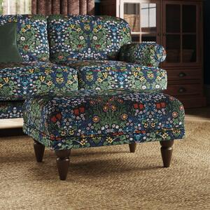 Jolene William Morris Blackthorn Print Velvet Footstool Blackthorn Dewberry