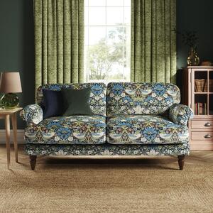 Jolene William Morris Strawberry Thief Print Velvet 3 Seater Sofa Midnight