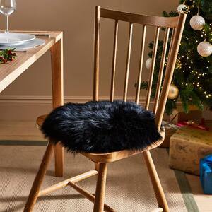 Round Sheepskin Seat Pad Black