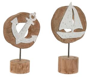 Decorative Figure Home ESPRIT White Natural Anchor Ship Mediterranean 19 x 10 x 38 cm (2 Units)