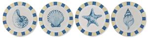 Wall Decoration Home ESPRIT Blue White Mediterranean 30 x 3 x 30 cm (4 Units)