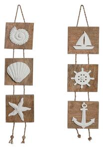 Hanging decoration Home ESPRIT White Natural Mediterranean 15,5 x 4 x 80 cm (2 Units)