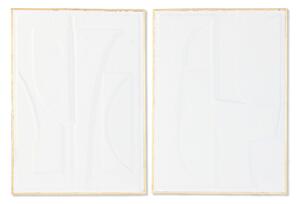 Wall Decoration Home ESPRIT White Golden Abstract 72,7 x 2,5 x 100,5 cm (2 Units)