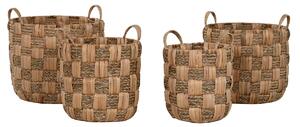 Basket set Home ESPRIT Natural Metal Water hyacinth Boho (4 Pieces)
