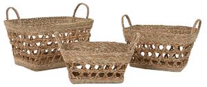 Basket set Home ESPRIT Natural Seagrass Tropical (3 Pieces)